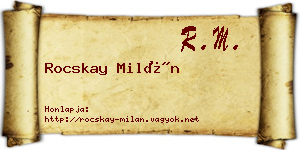 Rocskay Milán névjegykártya